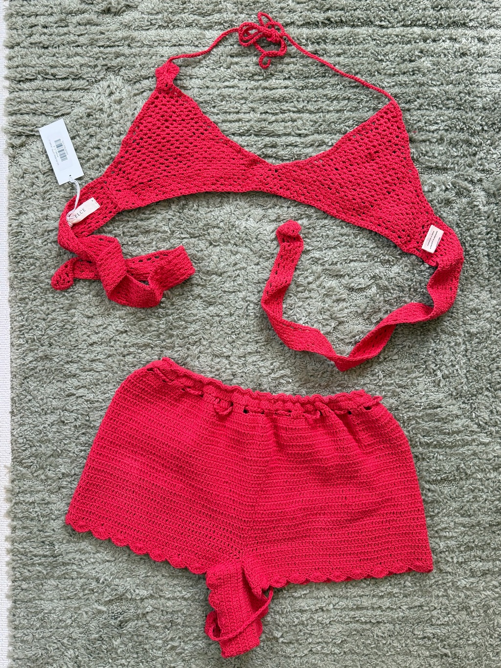 Else Red High-Waist Crochet Shorts - Women's Summer Knit — image 3 of 7